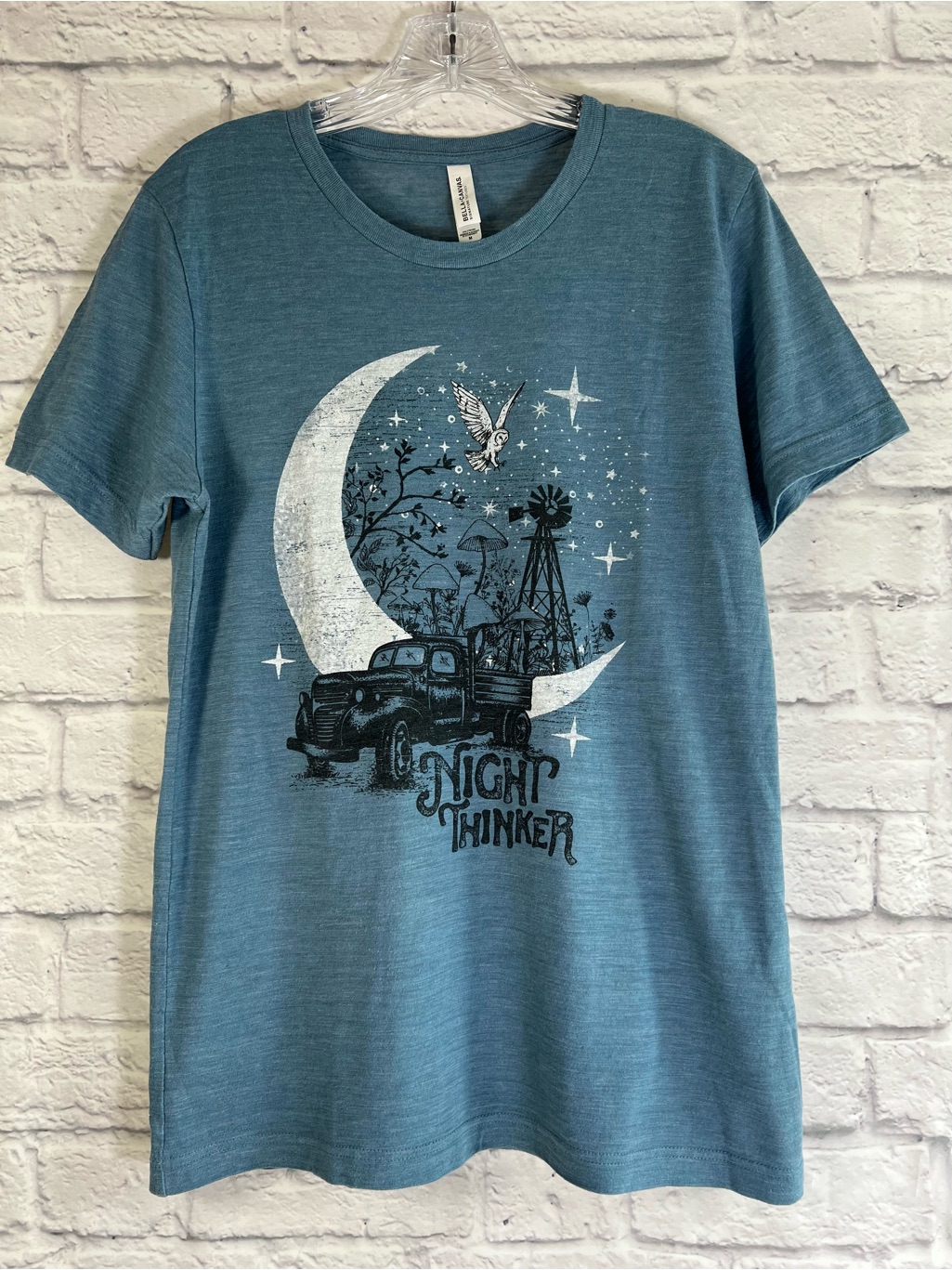 Junk Gypsy “Night Thinker” Heather Blue Tee Unisex Size M